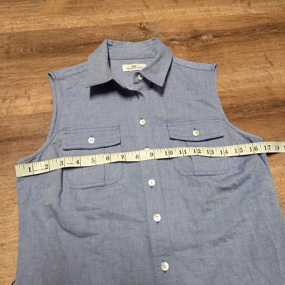 Vineyard Vines Blue and Yellow Sleeveless Dress Size 00 100% Cotton - Picture 6 of 7